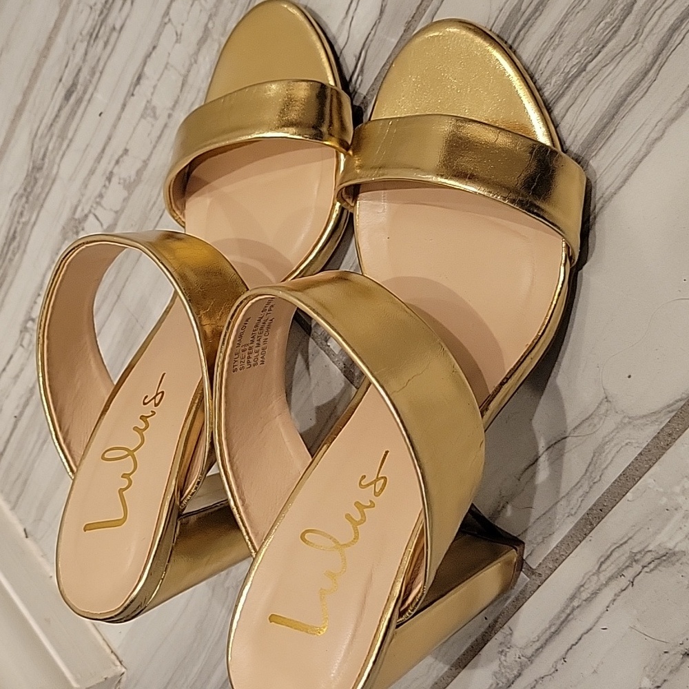 Lulus marlowe gold heels